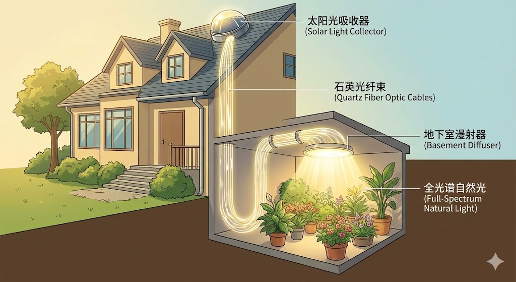 Fiber optic sunlight transmission